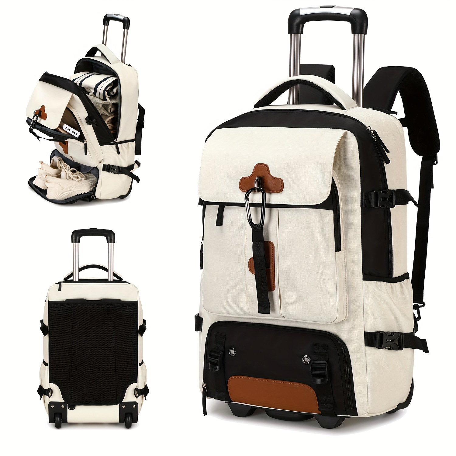 Foldable Rolling Luggage Bag - 롤링 백팩 대용량 여행용 백팩 바퀴