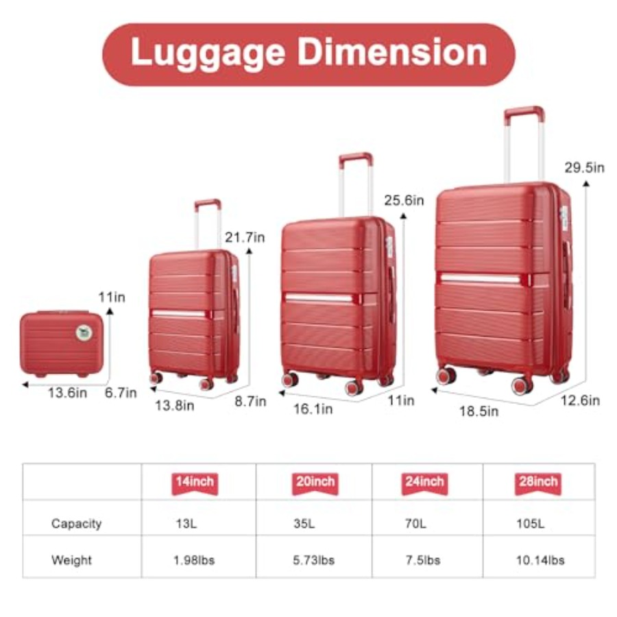 4피스 확장형 여행가방 세트, PP 하드쉘, 블랙/그레 - Expandable Hard Shell Luggage Set 리뷰 및 가격