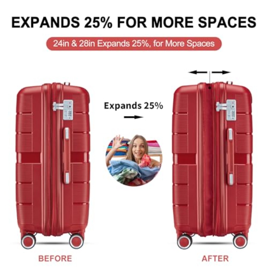 4피스 확장형 여행가방 세트, PP 하드쉘, 블랙/그레 - Expandable Hard Shell Luggage Set 리뷰 및 가격