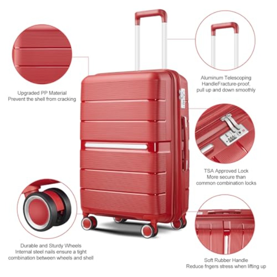 4피스 확장형 여행가방 세트, PP 하드쉘, 블랙/그레 - Expandable Hard Shell Luggage Set 리뷰 및 가격