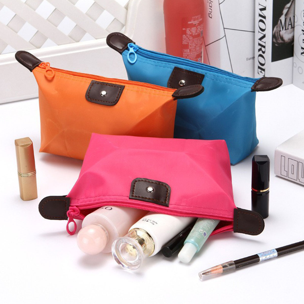 여성용 접이식 캔디 컬러 만두 모양 여행용 화장품 수납 - Cosmetic Bags 리뷰 및 가격