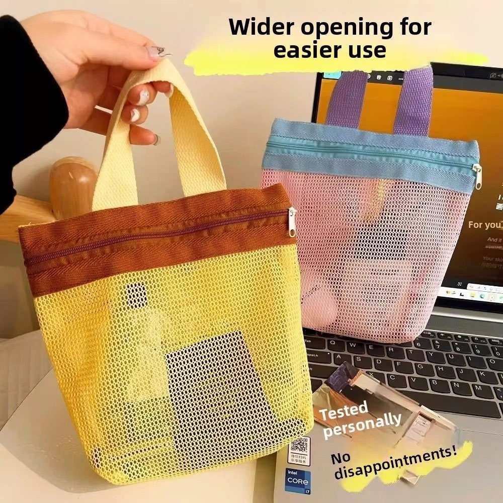 새로운 도파민 메쉬 세면 용품 가방 투명 휴대용 화장품 - Handbags 리뷰 및 가격