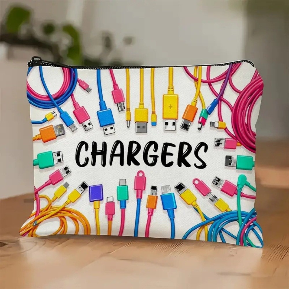 새로운 캔버스 소재 충전기 보관 파우치, 지퍼 잠금 방 - Cosmetic Bags 리뷰 및 가격