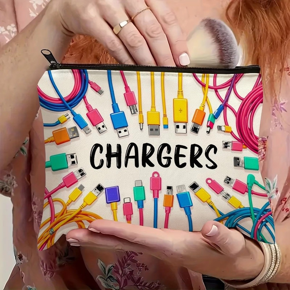 새로운 캔버스 소재 충전기 보관 파우치, 지퍼 잠금 방 - Cosmetic Bags 리뷰 및 가격