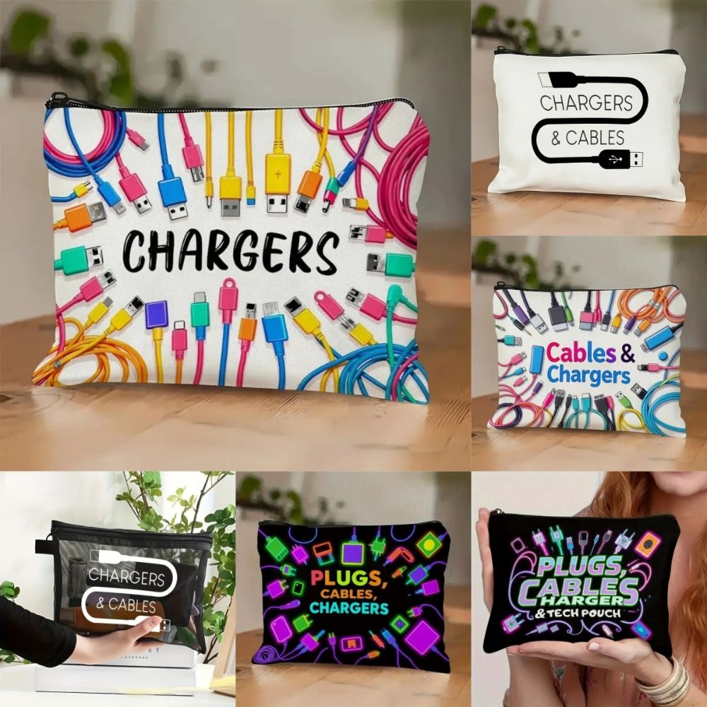 새로운 캔버스 소재 충전기 보관 파우치, 지퍼 잠금 방 - Cosmetic Bags 리뷰 및 가격