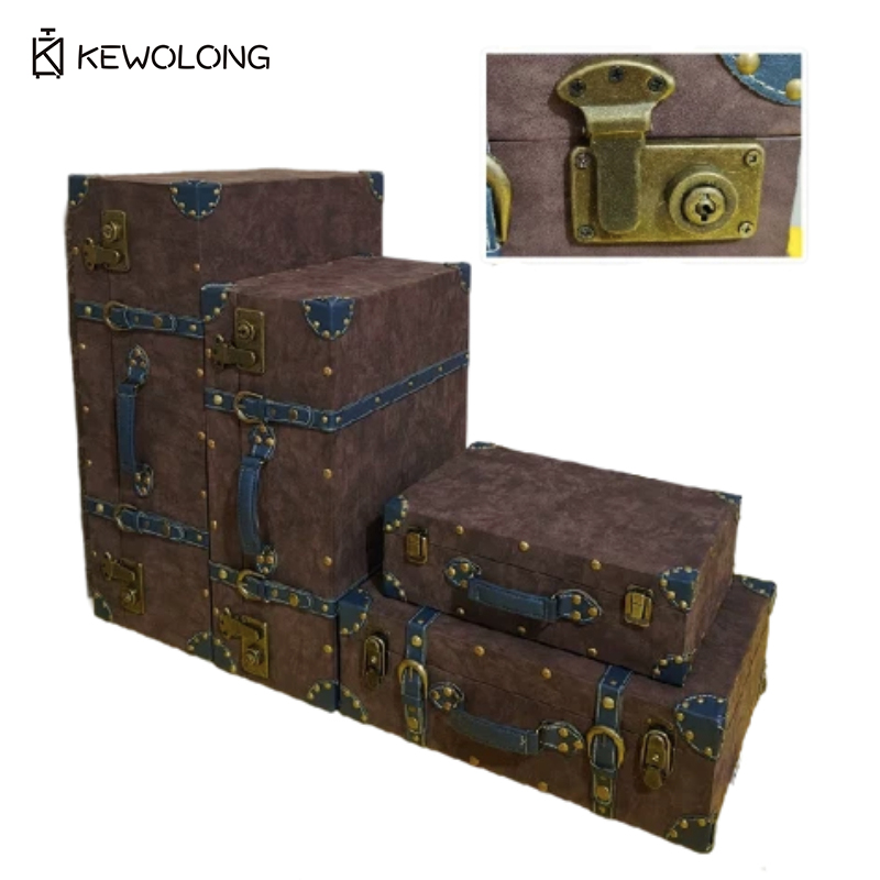 빈티지 가죽 여행가방 스타일 수납함, 뚜껑이 있는 나무 - Retro Vintage Trunk Suitcase 리뷰 및 가격